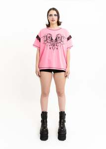 Anahera T-Shirt- Pink/ Lace Trim