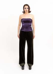 Jeans Pants: Velvet trousers with dome side
