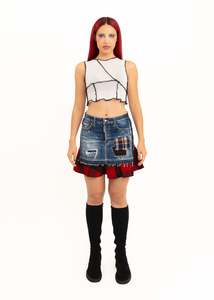 Patchwork knit tank top