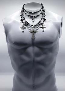 Necklaces: Multi strand beaded crucifix necklace
