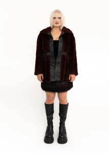 Vintage leather and faux fur coat
