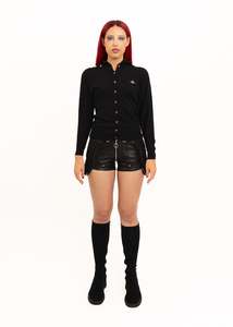Angora/ cashemere blend cardigan with orb embroidery