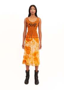 Upcycled vintage slip skirt- orange