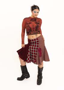 Skirts: Patchwork clashing fabric skirt