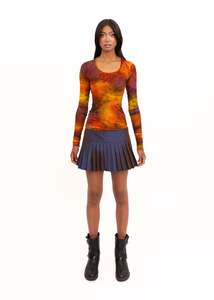 Octo mesh top with ultra long sleeves