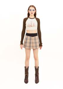 Pleated novacheck tartan mini skirt
