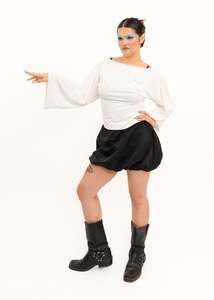 Rosette Long Sleeve Top- White