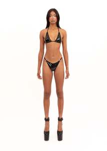 Micro Triangle Bikini Set- Black PVC