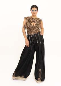 Jeans Pants: Extra long ultra flared bleached jeans