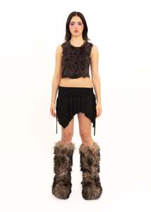 Bb Vintage: 2000s vintage fur panelled crop top