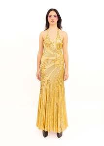 Dresses: Beaded silk gown