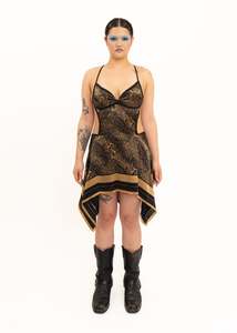 Dresses: Odyssey Silk Scarf Dress- black/ gold snake