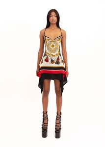 Dresses: Odyssey Scarf Dress- cream/ red