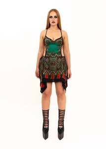 Odyssey Silk Scarf Dress- forest green