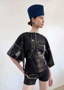 Independent Designer: Flux Tee- Black Trompe L'oeil Denim