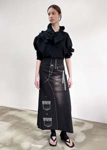 Liminal Skirt- Black Trompe L'oeil Denim