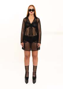 Bb Vintage: Fishnet mesh trench coat