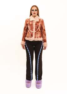Variegated suede jacket with fur trims/ lining