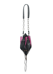 Exomorph By Gemma Proebst: Leather Rosebud Bag- Black/ Magenta