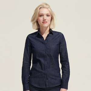 Work Shirts: SOLS Barry Women's Denim Shirt