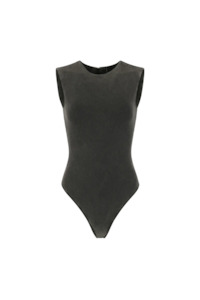 Tops: Sleeveless Bodysuit | Washed Black