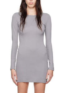 Dresses: Long Sleeve Bellevue Mini Dress | Natural Grey