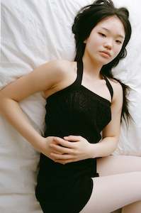 Knitwear: Aran Halter Neck | Black