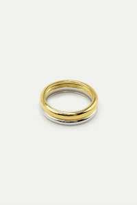 Sale 70 Off: Two Toned Curve Ring | Gold and Silver
