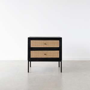 Bedside Tables: Cardrona 2 Draw Side Table - Black