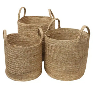 Baskets: Round Jute Basket Set of 3