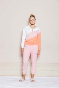 Bande Studio: Bande Studio- Kylie Diagonal Quarter Zip Sweat Pink/Peach