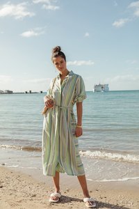 Bande Studio - Oceania Stripe Linen Shirt Dress
