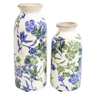 Lavida: Bud Vase S/2 Botanical Blue