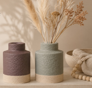 Kitchen Homewares: Mini Textured Ceramic Vase Set- 2 for $10