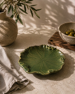 Kitchen Homewares: Verdant Lotus Ceramic Serving Tray