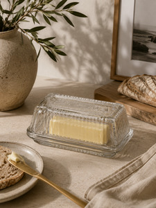 Kitchen Homewares: Clear Glass Butter Dish