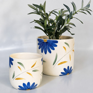 Ubran: Maxine Floral Planter Blue & Green
