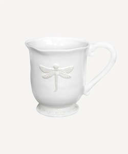 French Country Collection: Dragonfly Stoneware White Mug