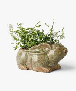 French Country Collection: Celadon Rabbit Planter