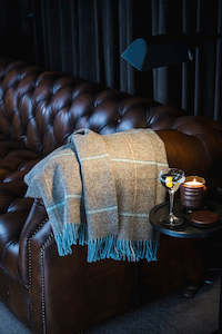 Blankets And Throws: Throw Blanket - Bronte by Moon  - Kingham Eau de Nil