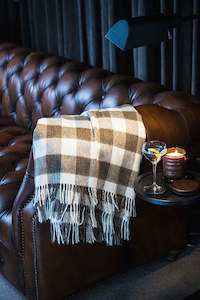 Blankets And Throws: Throw Blanket - Bronte by Moon  - Natural Block Check