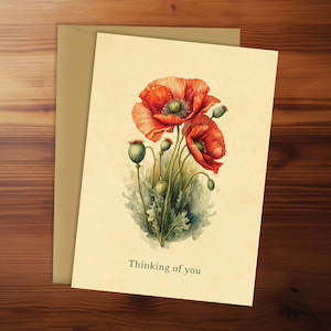 Friendship Card - Thinking of you (Red Poppy)