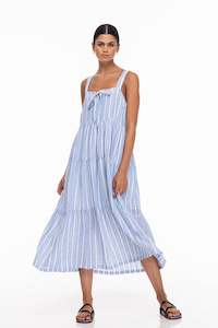 Holiday Collection: Kiss Me Again Dress - White/Blue Stripe