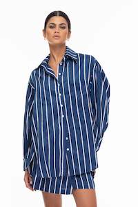 Shirts: Two Makes One Shirt - Navy/White Stripe