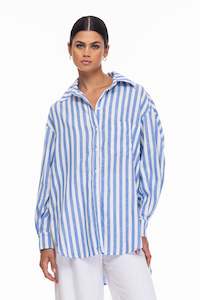 Two Makes One Shirt - Blue/Ivory Stripe