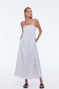 Low Key Dress - Ivory with Blue Stripe