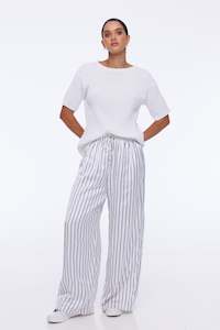 Supreme Pant - Ivory with Blue Stripe
