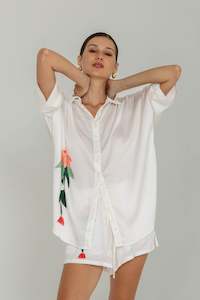 Santiago Shirt - White with Peppa Hart Floral Motif