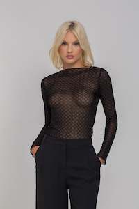 PRE-ORDER Gigi Top - Black Quatrefoil