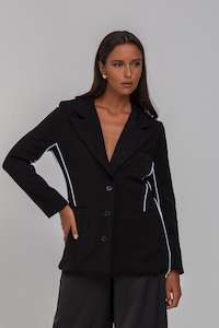 Pipe Dream Blazer - Black with White Piping